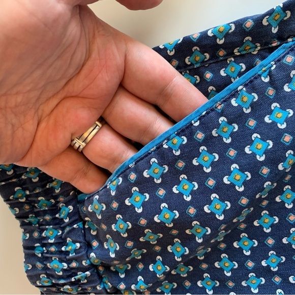 Lands end lounge pants size large women’s blue diamond print tie waist - Picture 9 of 14